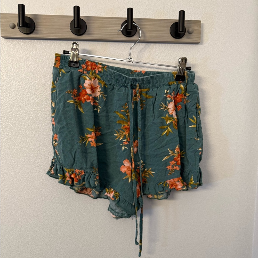 American Eagle Outfitters Green and Orange Skorts with Floral Print